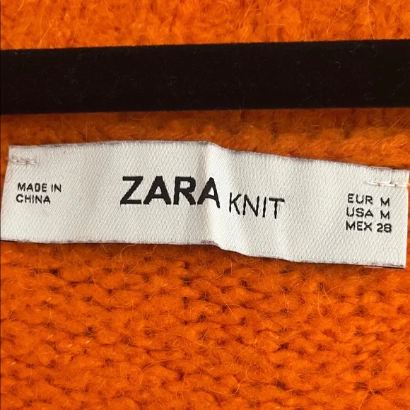 Zara Vibrant Orange V-Neck Sweater - M - Picture 2 of 9